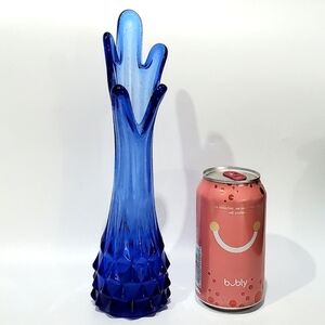 10 3/4" Cobalt Blue 5 Finger Glass Swung Vase